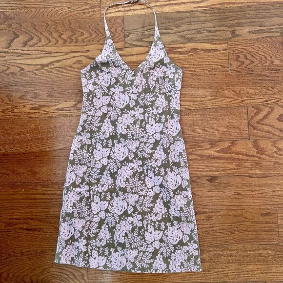 J Crew Floral Print Halter Mini Dress Size 6 Lined Pink and Brown - Picture 10 of 10